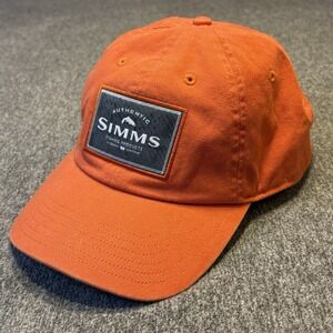 Simms Fly Fishing Single Haul Cap SnapBack Hat Orange Adjustable